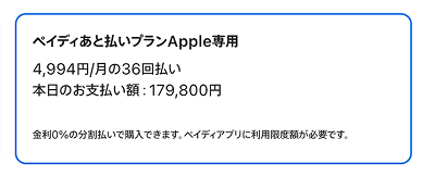 ペイディあと払いプランApple専用 Apple Store iPhone17